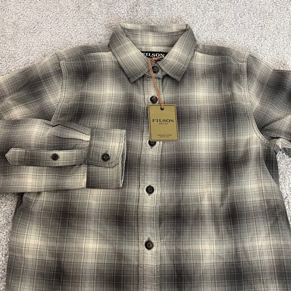 Filson Flannel Shirt Womens Extra Small Farrow Ombre Plaid Cotton Button NWT